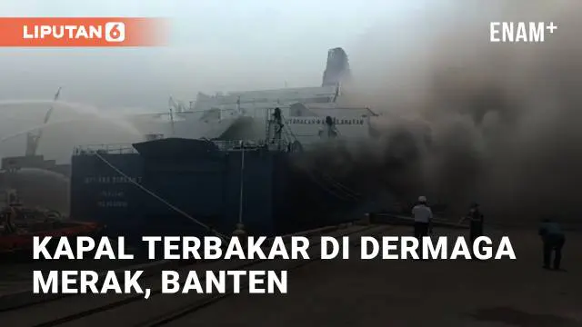Kapal Motor Penumpang Mutiara Berkah 1 terbakar di Pelabuhan Merak, Banten pada Rabu (06/09/2023). Laporan awal terbakar diketahui pada pukul 10.50 WIB