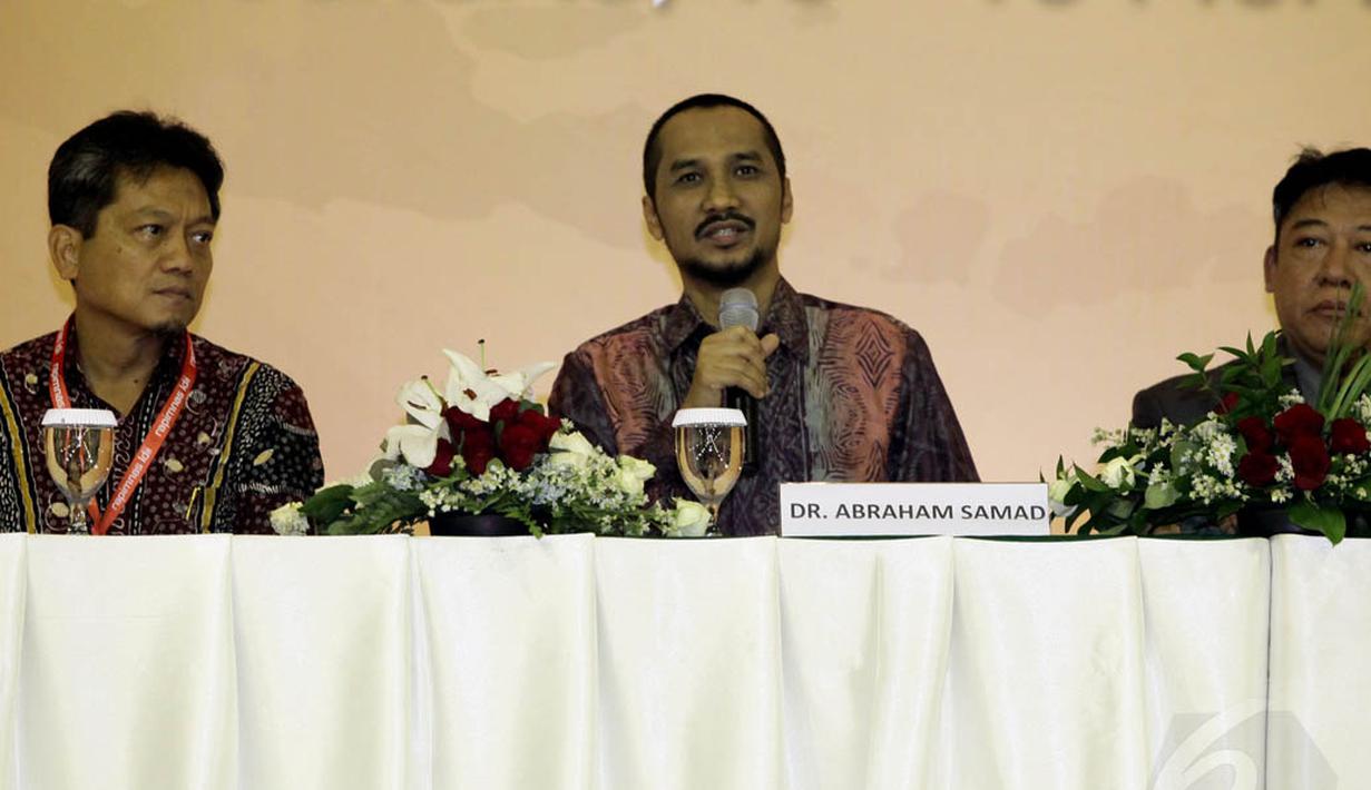 Nama Abraham Samad disebut-sebut bakal mendampingi bakal capres Joko Widodo dari PDIP , Kamis, (15/5/14) (Liputan6.com/Johan Tallo)