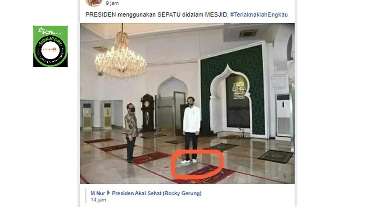 Penelusuran Klaim Foto Presiden Jokowi Gunakan Sepatu di Dalam Masjid