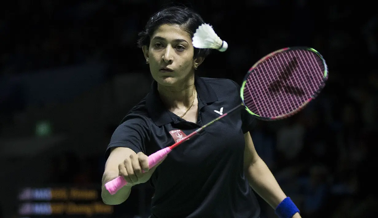 Ashwini Ponnappa ganda puteri asal India dalam BLIBI Indonesia Open 2019 di Istora Senayan Jakarta, Selasa (16/7/2019). (Bola.com/Peksi Cahyo)