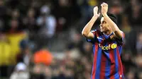 Dua gol Pedro Rodriguez membantu Barcelona menundukkan Real Mallorca 4-2 dalam lanjutan pertandingan La Liga di Nou Camp, 7 November 2009. AFP PHOTO/LLUIS GENE