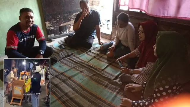 Pihak Pemkot Surabaya saat mendatangi rumah bocah penjual SD pentol. (Sian Kurniawan/Liputan6.com)