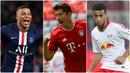Robert Lewandowski tampil impresif bersama Bayern Munchen di kompetisi Liga Champions 2019/2020 ini. Penyerang asal Polandia ini tampil ganas saat berada di lini pertahanan tim lawan. Berikut Lewandowski dan 5 pemain ganas di semifinal Liga Champions 2019/2020. (kolase foto AFP)