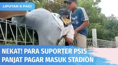 Di Stadion Manahan Solo, tempat digelarnya pertandingan Piala Presiden 2022 Grup A, sejumlah suporter PSIS nekat memanjat pagar untuk masuk stadion. Akibat ulah mereka, pagar pembatas masuk stadion menjadi bengkok.