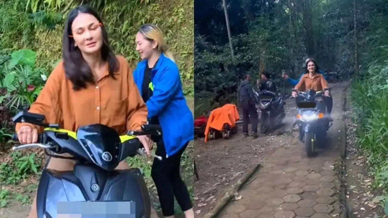 Melihat Aksi Luna Maya Mengendarai Motor Yamaha Aerox, Sempat Terbang