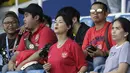 Bintang film asal Jepang, Maria Ozawa, memberikan dukungan untuk Timnas Indonesia U-22 saat melawan Thailand pada SEA Games 2019 di Stadion Rizal Memorial, Manila, Selasa (26/11). Indonesia menang 2-0 atas Thailand. (Bola.com/M Iqbal Ichsan)