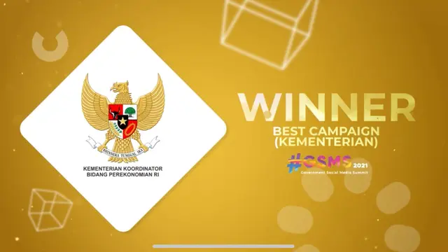 Kemenko Perekonomian mendapatkan apresiasi melalui Government Social Media Award (GSMA) 2021 untuk kategori Best Campaign.  (Sumber ekon.go.id)