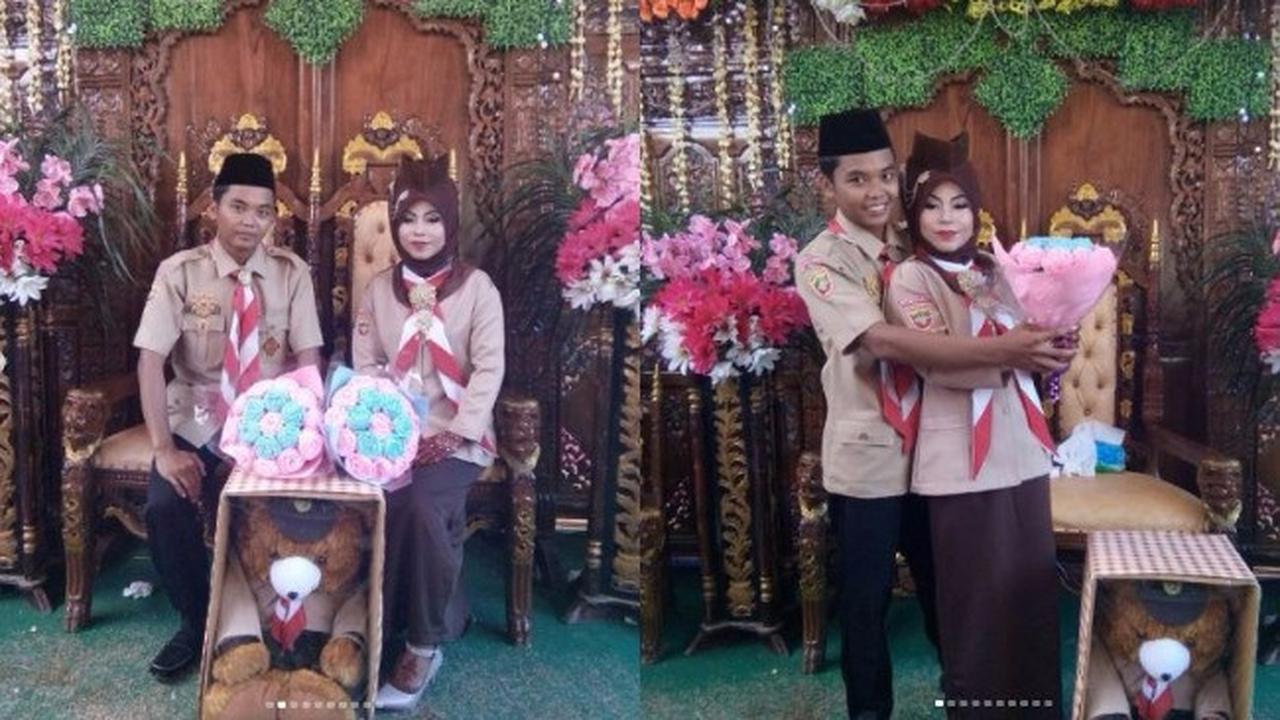 Pakai Seragam Pramuka, Pernikahan Pasangan Asal Palembang Viral