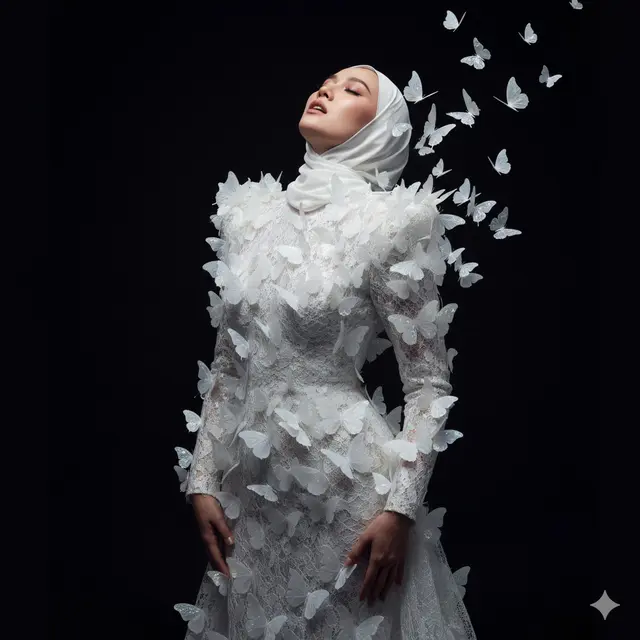 Foto Gaun Kupu-Kupu ala Puteri Negeri Dongeng (created by AI)