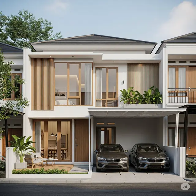 Rumah dengan Carport Ganda dan Tata Letak Efisien