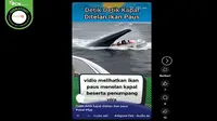 Gambar tangkapan layar&nbsp;video yang diklaim sebuah kapal pesiar ditelan paus. (sumber: Facebook)