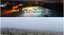 Foto kombinasi menunjukkan keadaan di Aleppo sebelum (12/03/2009) dan sesudah perang (13/12/2016), Suriah. (REUTERS / Omar Sanadiki) 