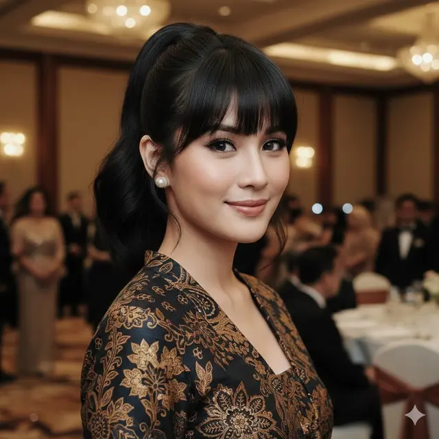 Birkin bangs dengan Ponytail Tinggi (Gemini AI)
