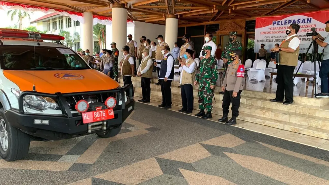 Pelepasan mobil masker di Aceh (foto BNPB)