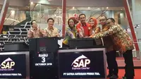PT Satria Antaran Prima Tbk (SAP) resmi melantai perdana di Bursa Efek Indonesia (BEI) pada Rabu (03/10/2018). (Bawono/Liputan6.com)