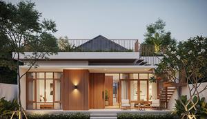 Model Rumah Minimalis dengan Atap Datar dan Rooftop Kecil. Foto: Gemini