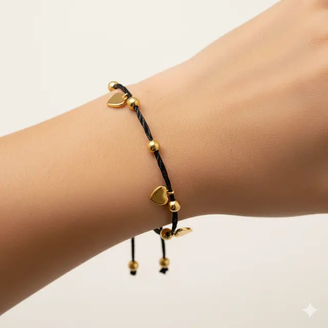 Model Gelang Emas Tali Hitam/Gemini