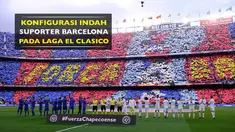 Suporter Barcelona kompak membentuk konfigurasi indah pada laga El Clasico melawan Real Madrid yang berakhir dengan skor imbang 1-1.