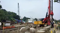 Progres pembangunan underpass dan penataan kawasan Stasiun Batu Tulis, Kota Bogor, Jawa Barat, sudah mencapai 33 persen. (Liputan6.com/Achmad Sudarno)
