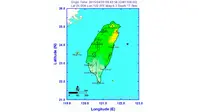 Lokasi gempa di Taiwan. (NBC News)