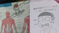 6 Coretan Absurd di Buku Pelajaran Terinspirasi Anime Ini Kocak