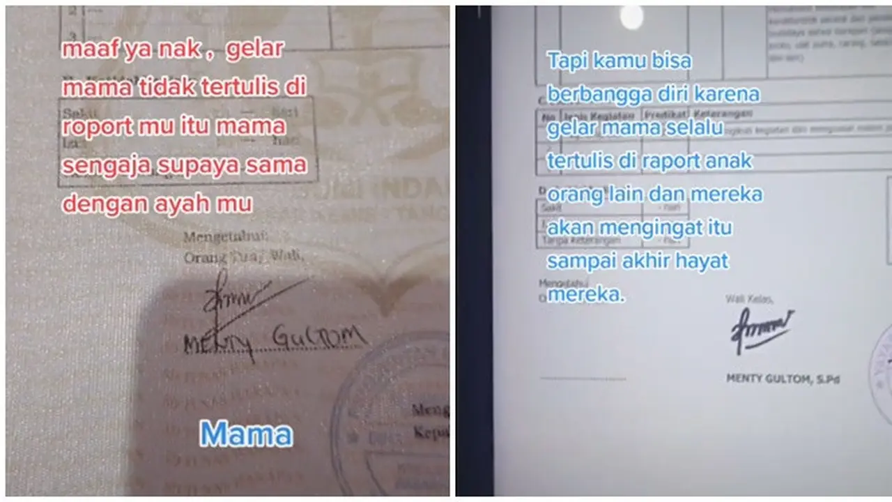 Tidak Menyematkan Gelar di Kolom Tanda Tangan Rapor Anak, Alasan Ibu Ini Bikin Haru