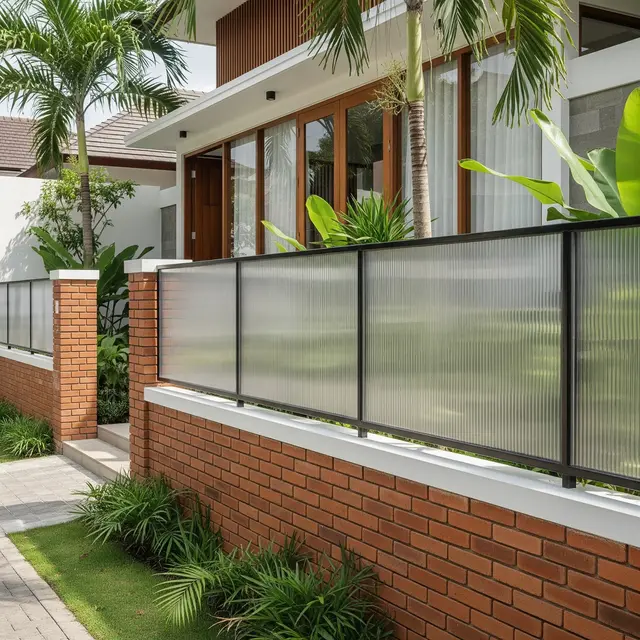 Model Pagar Bata atau Beton Setengah Badan Kombinasi Polikarbonat