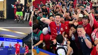 Momen Selebrasi Timnas Indonesia di Ruang Pers: Main Pistol Air dan Rayakan Juara bareng Wartawan