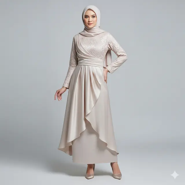 Model Gamis Syari Brokat Kombinasi Satin Pilihan Terbaik. Gemini