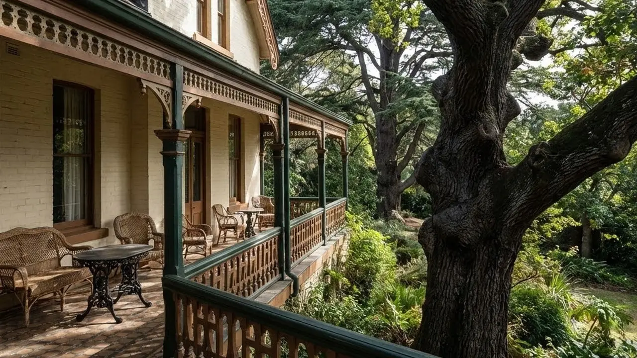 Gaya Victorian dengan Pohon Oak atau Cemara Tua
