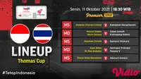 Link Live Streaming Indonesia vs Thailand Piala Thomas 2020 di Vidio Malam Ini. (Sumber : dok. vidio.com)