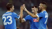 Manolo Gabbiadini tampil sebagai pahlawan kemenangan Napoli saat menghadapi FC Midjylland di Grup D Liga Europa. (REUTERS/Ciro De Luca)