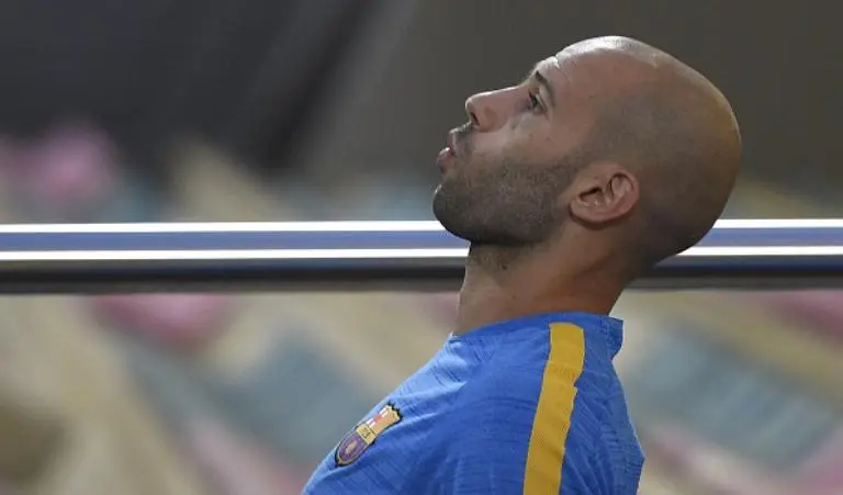 Pemain Barcelona asal Argentina, Javier Mascherano. (AFP/LLuis Gene)