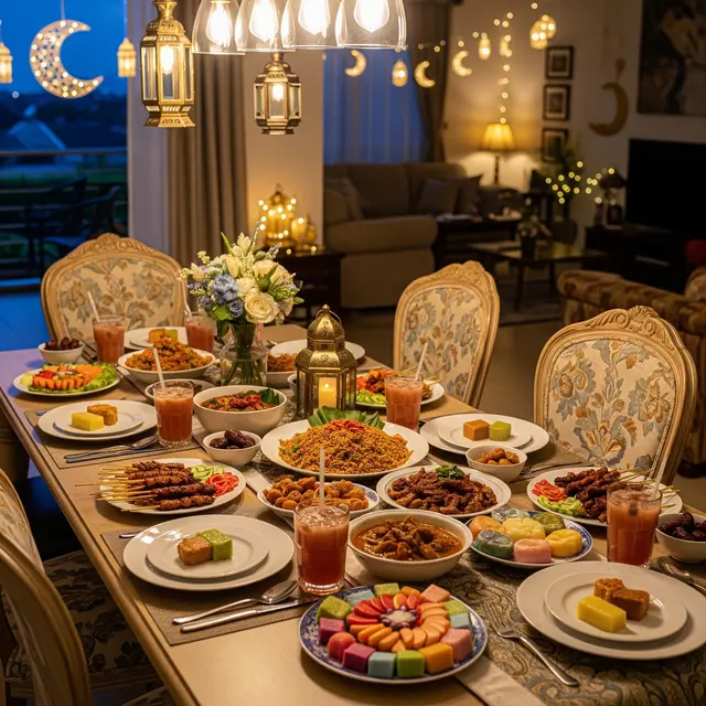 Meja Makan di Rumah untuk Acara Buka Bersama 2026 (Gemini AI)