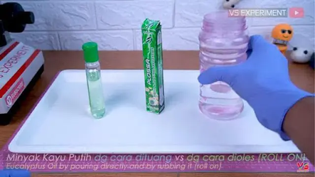 Viral ! Eksperimen Pemakaian Minyak Kayu Putih ke Masker Medis dengan Cara Dituang Bikin Bocor