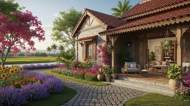Rumah Ala Pedesaan yang Bikin Pikiran Lebih Tenang. Foto AI Generated