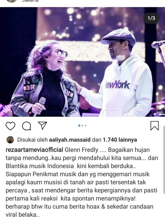 Unggahan Reza Artamevia. (Foto: Instagram @rezaartameviaofficial)