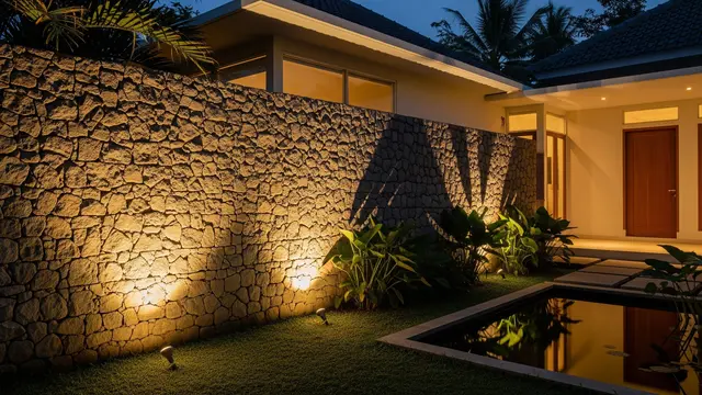 Pagar Tembok Dengan Lampu Hias