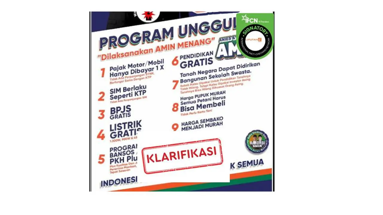 Cek fakta poster 10 program pasangan Amin