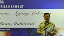 Mantan Menko Kesra Agung Laksono memberikan pidato usai serah terima jabatan, Jakarta, Selasa (28/10/2014). (Liputan6.com/Andrian M Tunay)