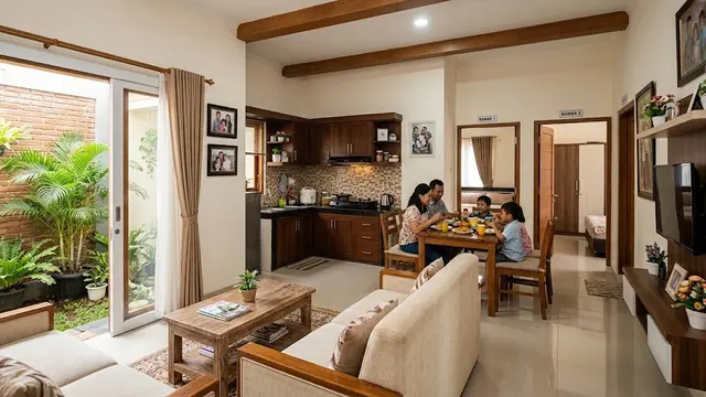 9 Desain Rumah 3 Kamar dengan Ruang Keluarga Menyatu, Bikin Hunian Terasa Lega