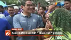 Selain mengecek harga kebutuhan pokok, Cawapres nomor 02 ini juga menyapa para pedagang dan pengunjung pasar.