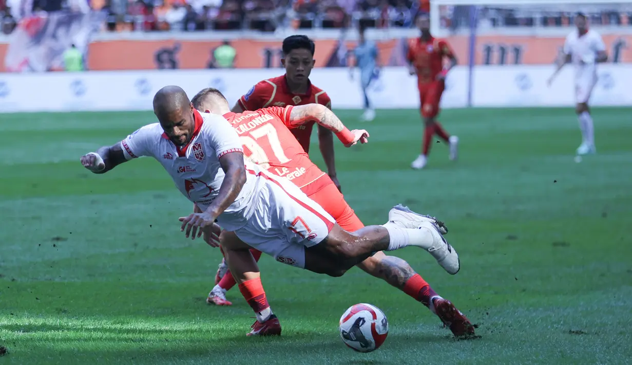 Pemain Malut United, David Da Silva, belum menambah gol nya pada laga pekan ketiga BRI Super League. Sejauh ini ia telah menorehkan tiga gol. (Bola.com/M. Iqbal Ichsan)