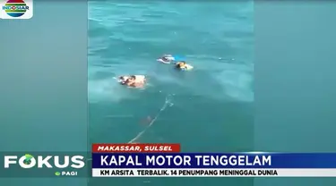 Kapal Motor Arsita yang mengangkut 35 orang pada Rabu siang, tenggelam di perairan Selat Makassar, Sulawesi Selatan.