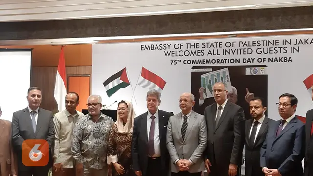 Duta Besar Palestina untuk RI Zuhair Al-Shun di acara peringatan Hari Nakba di Jakarta, Jumat (20/5/2023).