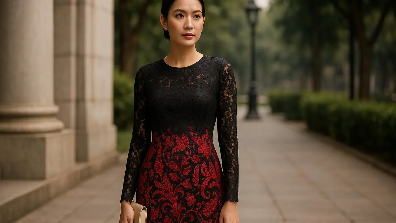 7 Model Dress Batik Brokat Warna Merah dan Hitam, Elegan Cocok untuk Acara Malam
