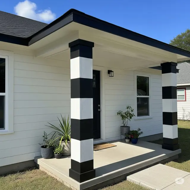 Tiang Segi Empat Motif Garis Horizontal