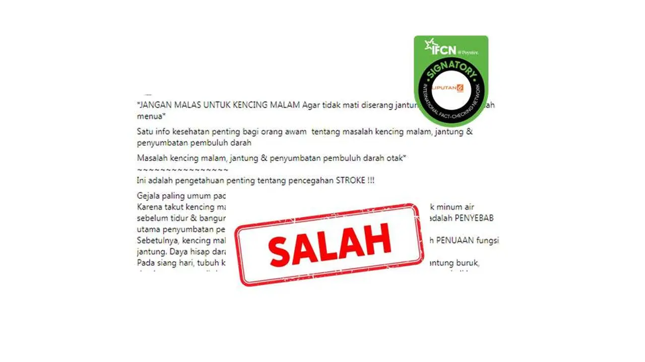 Cek Fakta menahan buang air kecil di malam hari menyebabkan serangan jantung