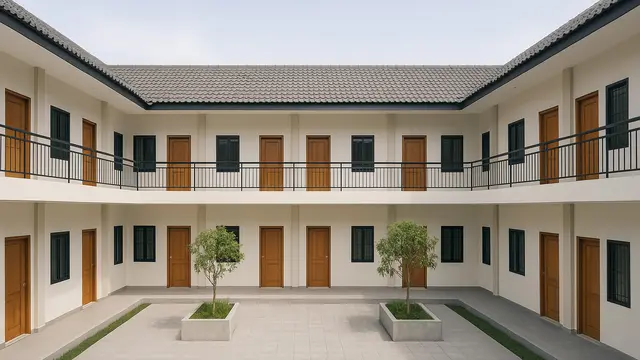 Inspirasi Model Rumah Kos 10 kamar yang Indah Meski Sederhana/via AI