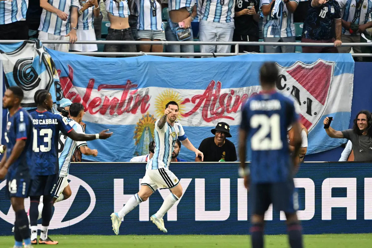 Selebrasi Lionel Messi ketika Argentina melawan Tanjung Verde di Piala Dunia 2026
